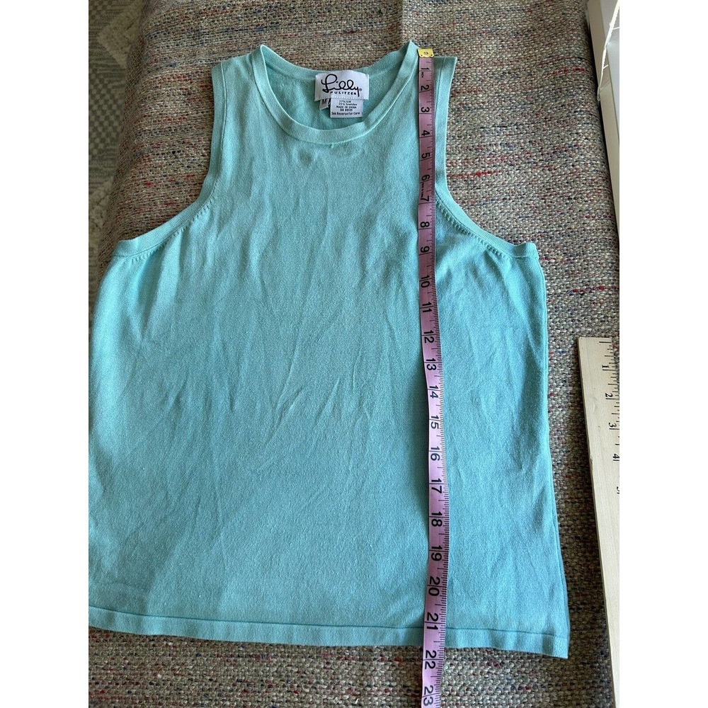 Lilly Pulitzer Silk and spandex turquoise blue tank size Medium - Picture 5 of 8